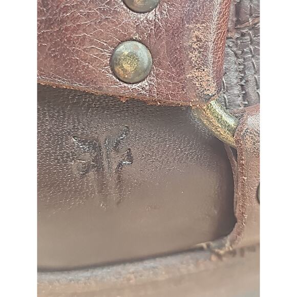 Frye Phillip Harness Short Brown Leather Motorcycle Rear Zip Boots Women's 5.5 B - Picture 8 of 14